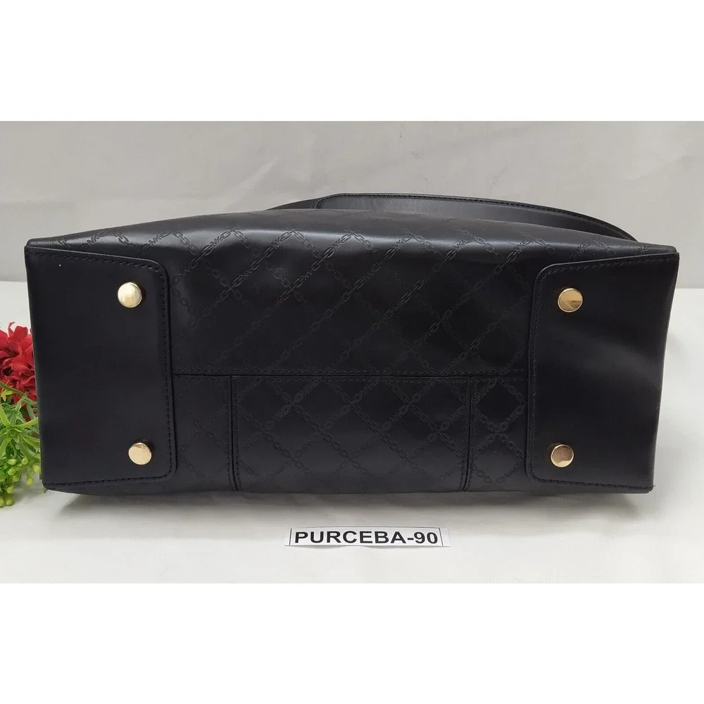 Michael Kors Gramercy Black Leather Lock Double Satchel Shoulder Bag - $358